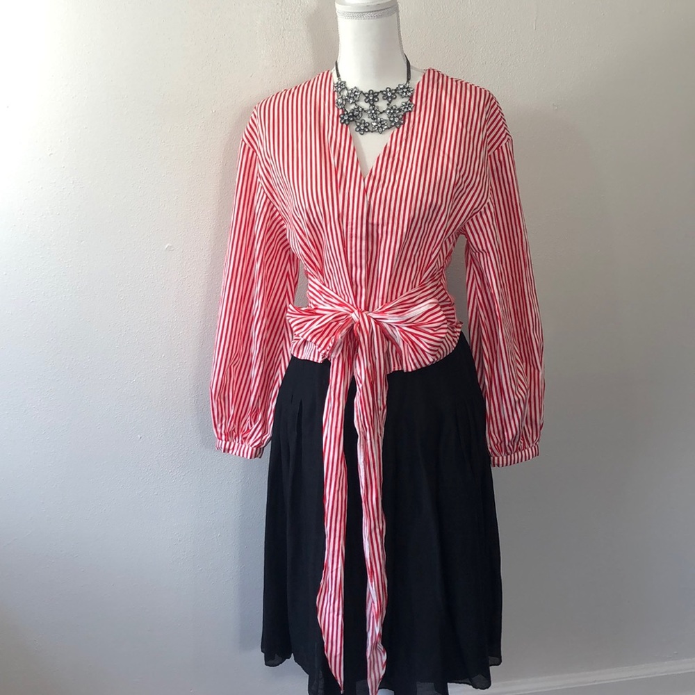 H&M red and white striped blouse - 8